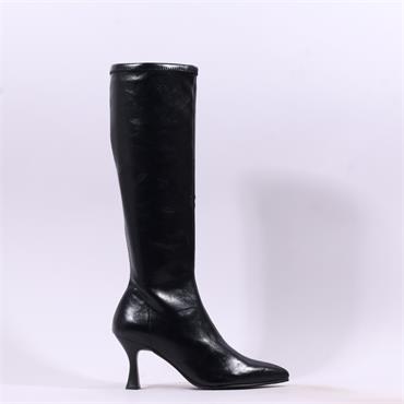 Miss Elastic Pointed High Heel Knee High - Black